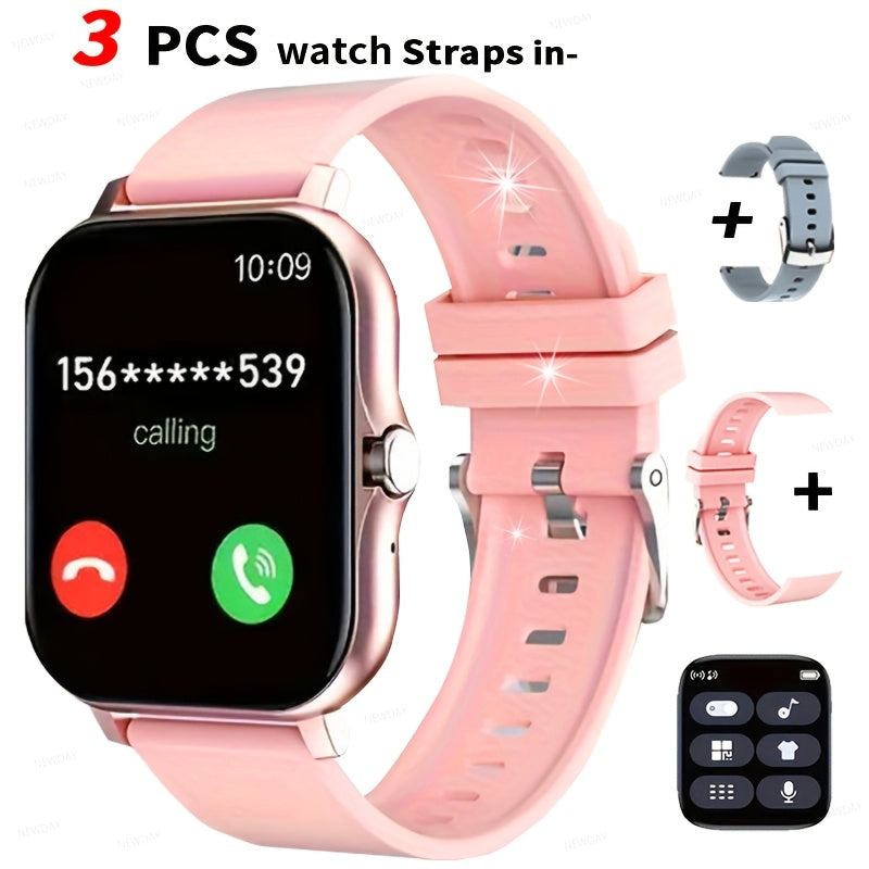 Smartwatch 1.83 Inch Full Touch Screen Wireless Calling Message Reminder Heart Rate Sleep Monitor Pedometer Multi-Sport Modes USB Rechargeable Fitness Watch for Men Women