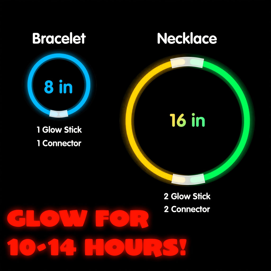 144 Pack Glow Sticks Bulk 8 Inch 10-14 Hour Glow 7 Vibrant Colors Bracelets Necklaces Glow in the Dark Party Supplies for Halloween Christmas New Years Eve Concert Festival Birthday Party Favors