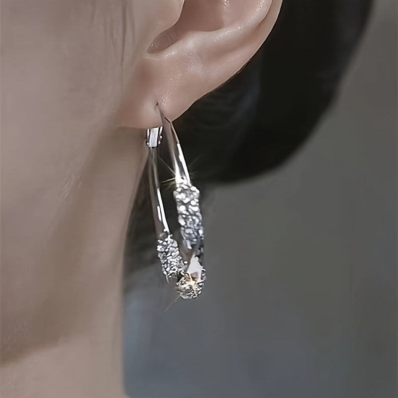 925 Sterling Silver Oversized Hoop Earrings for Women – Minimalist Large Round Hoops Vintage Elegant Daily Party Fashion Jewelry Gift for Her