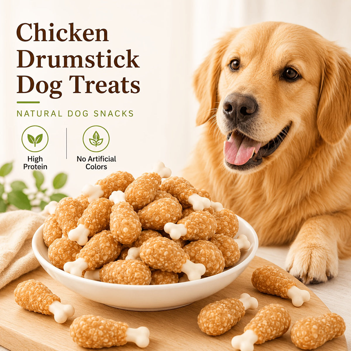 High Protein Chicken Dumbbell Dog Treats – Natural Healthy Long-Lasting Training Reward Snacks with Rice for Small, Medium & Large Breed Dogs