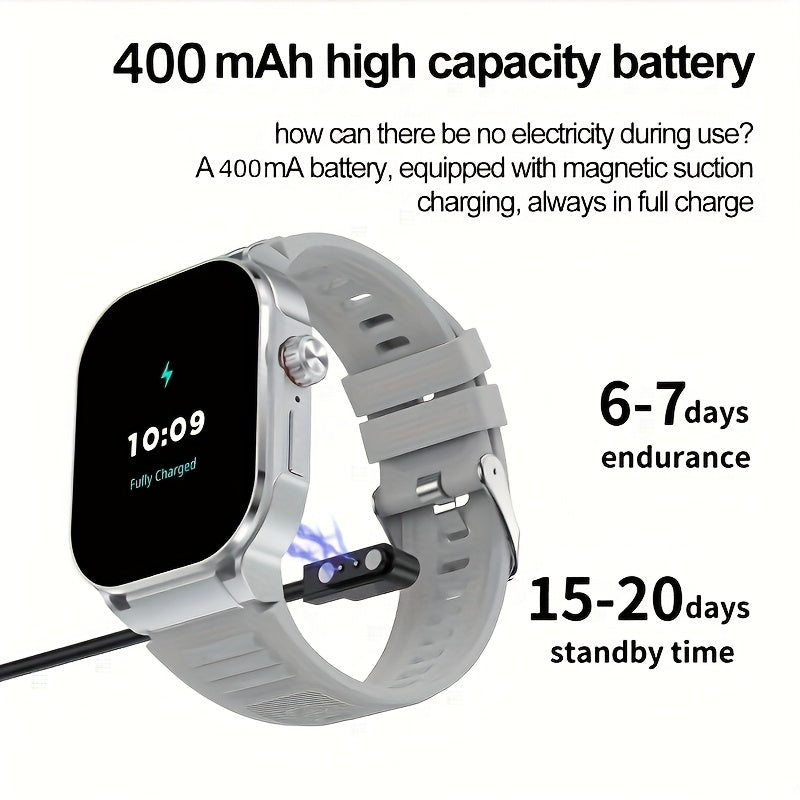 Smartwatch with AI Voice Command 2.1" HD Full Screen Bluetooth 5.3 – 400mAh Battery, Wireless Calls, SMS Alerts, 123+ Sports Modes, Music Playback, Heart Rate & Fitness Tracker for Men Women