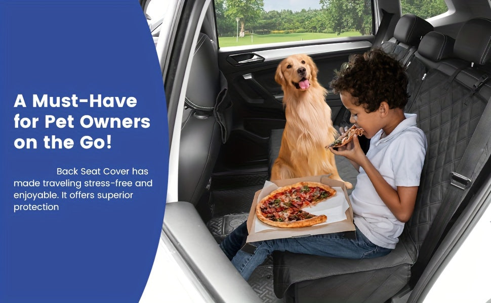 Car Back Seat Cover 60/40 Split Bench 900D Waterproof Non-Slip – Easy Cleanup Seat Protector for Dogs Pets Kids Cars Trucks SUVs with Seat Belt & Armrest Access (Black)
