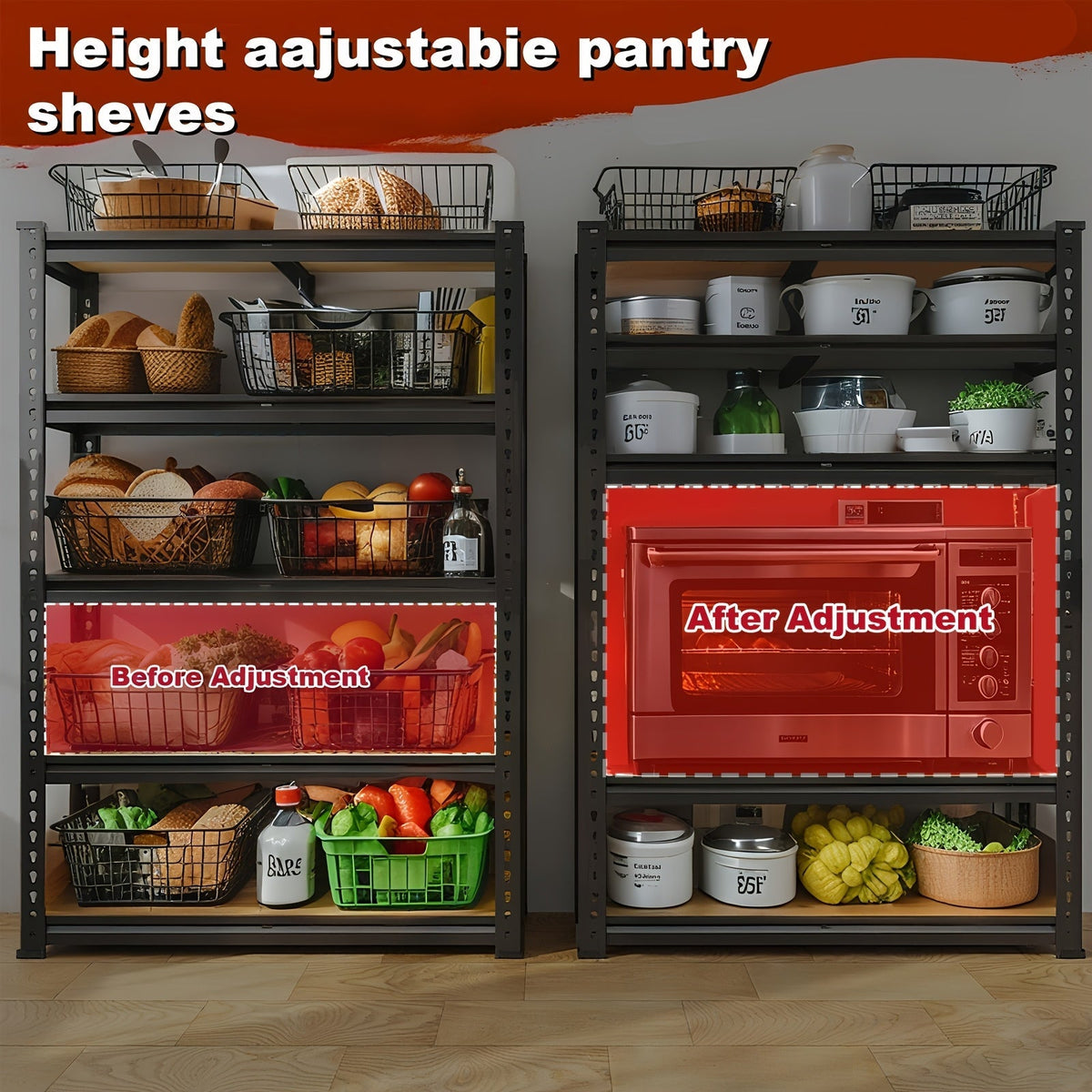 Heavy Duty 5 Tier Metal Shelving Unit 2000 LBS 60 Inch Adjustable Steel Storage Rack – Freestanding Garage Shelves for Basement, Pantry, Closet & Utility Room
