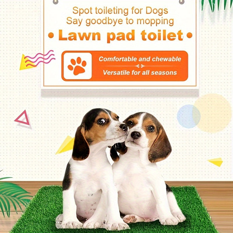 Washable Reusable Dog Toilet Training Pad – Anti-Odor Artificial Grass Pee Pad with Poop Bag, Indoor & Outdoor Use, M & L Sizes, Black Silhouette Design