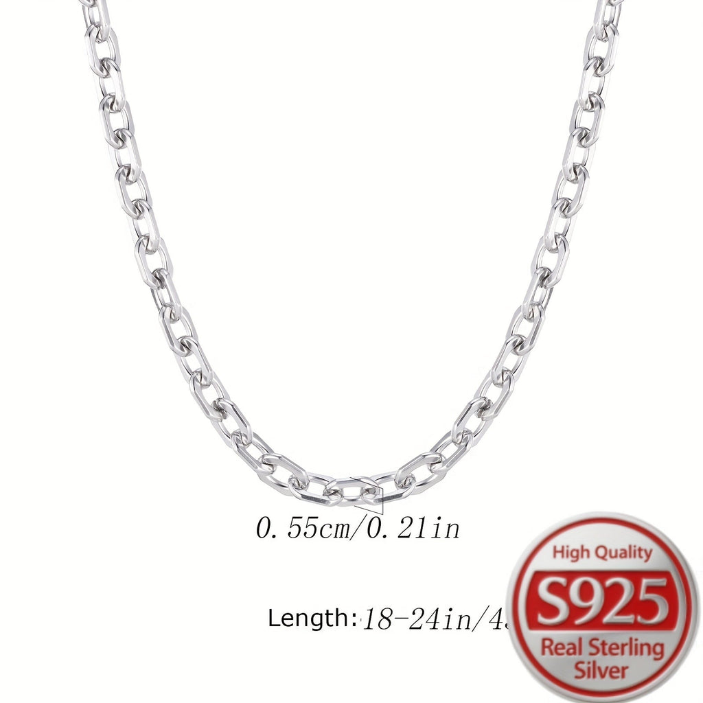 925 Sterling Silver Thick O-Ring Chain Necklace Unisex – Bold Chunky Circle Link Statement Jewelry Hypoallergenic 18-24 Inch Gift for Men Women Girlfriend Boyfriend Valentine's Day Anniversary Birthday