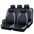 Quilted PU Leather Car Seat Covers Waterproof Sponge Padded All-Season Universal Fit Cars SUVs Trucks Gray Black Red Blue Single or 12-Piece Full Set Interior Protection | Nova Mart