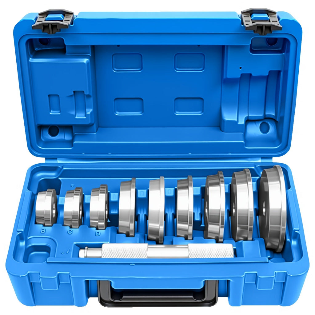 Bearing Press Kit 10-Piece Bearing Race Seal Bushing Driver Installation Set 9 Double-Sided Adapters Universal Fit Cars Trucks SUVs Wheel Bearing Axle Seal Professional Mechanic Tool