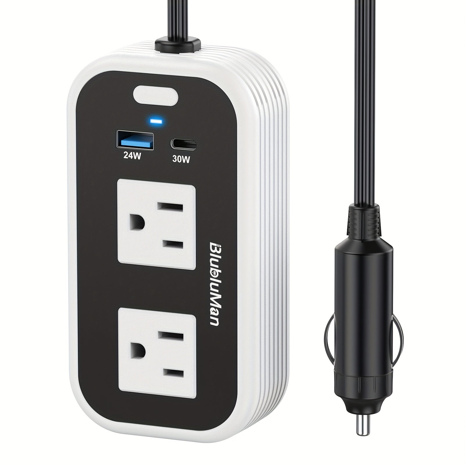 200W Car Power Inverter DC 12V to AC 110V with 30W USB-C PD Fast Charge 24W QC3.0 Car Outlet Adapter for Laptop Phone Tablet MacBook Road Trips Camping Trucks SUVs RVs