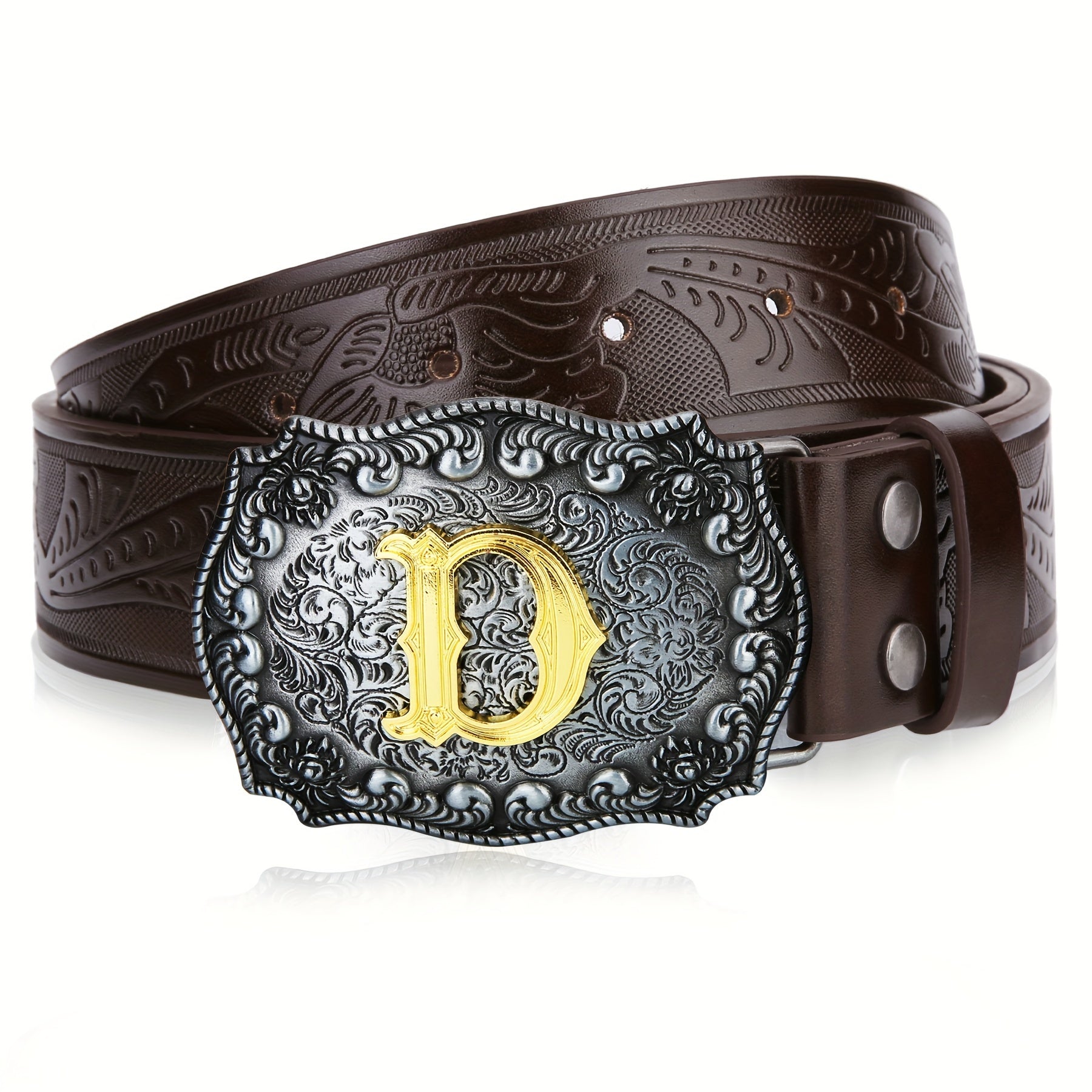 Western Cowboy Belt Men Women Embossed Floral Faux Leather Longhorn Bull Big Buckle – 23 Styles Sizes 34-44 Waist 32"-42" Country Rodeo Halloween Christmas Father's Day Gift