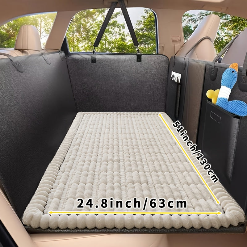 Non-Slip Car Dog Mat with Rear Extension Pad – Heavy Duty Waterproof Pet Seat Cushion Cover for Back Seat, Anti-Bite Anti-Scratch Floor Liner for SUV Sedan Truck, All Dog Sizes Small Medium Large