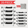 Glass Food Storage Containers with Lids 20 Piece Set Airtight Stackable Meal Prep Borosilicate Glass Containers Oven Microwave Dishwasher Freezer Safe BPA Free Kitchen Organization