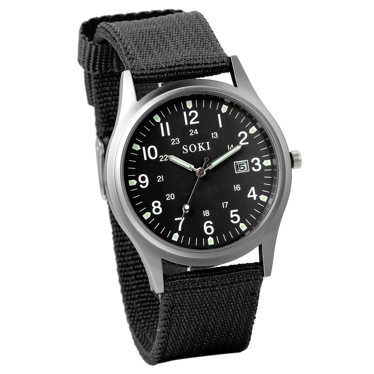 Men's Outdoor Sports Quartz Watch Nylon Strap Luminous Dial 24-Hour Military Scale – Calendar Function Lightweight Alloy Case Multi-Color Green Black Army Green Gift Watch for Men