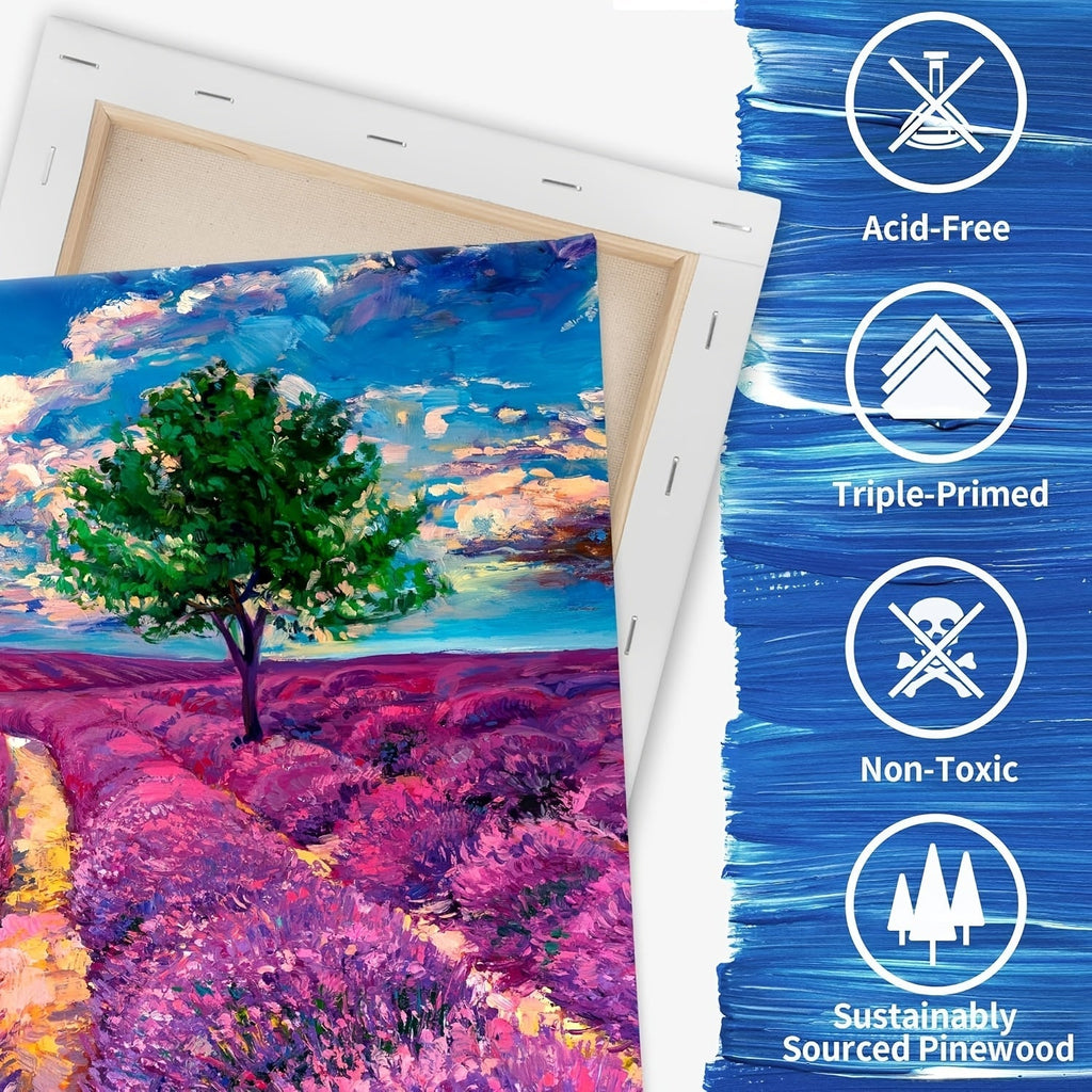Stretched Canvas Multi-Pack 100% Cotton Primed White – Round Square Rectangular Sets 10 15 20 Pieces for Acrylic Oil Watercolor Painting Pouring Mixed Media Artist Boards Bulk Value Pack
