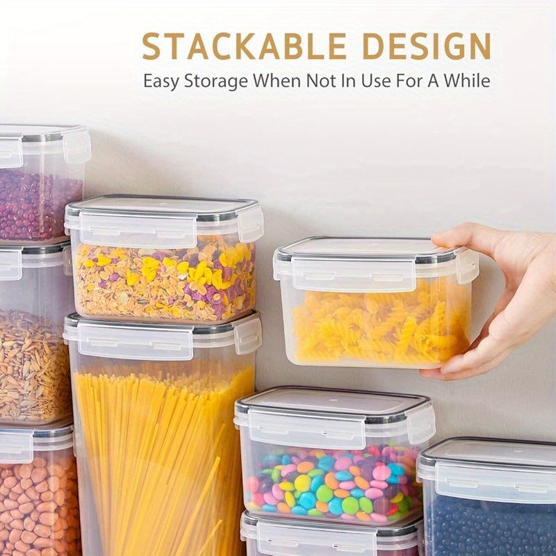Airtight Food Storage Containers Set with Flip Lids, Labels & Marker – BPA-Free Plastic Pantry Organizer Boxes for Kitchen, Travel & Picnic, Fresh-Keeping Container Set in 12/14/20/48/84 Piece Options