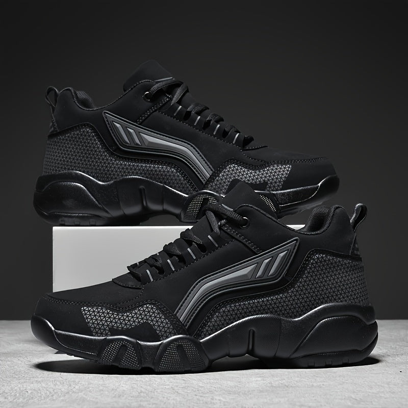 Men's Platform Dress Sneakers Thick Cushioned Sole Lace-Up Low-Top Shoes Black White Orange Non-Slip Rubber Outsole All-Season Office Casual Formal Footwear for Men US Sizes 6.5–14 | Nova Mart