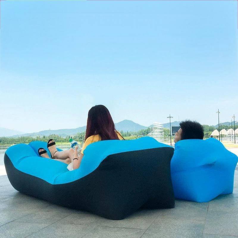 Inflatable Sofa Recliner Chair No Pump Needed – Heavy-Duty Bed-Like Outdoor Lounger, Quick Inflate Lightweight Compact for Camping, Beach, Backyard & Travel, Blue Purple Red Green