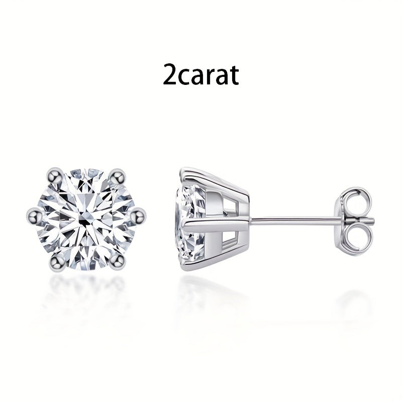 S925 Sterling Silver Moissanite Stud Earrings for Women – Vintage Elegant Style, 0.5CT 1CT 2CT 3CT, Gold & Silver, Daily Wear & Party Jewelry Gift