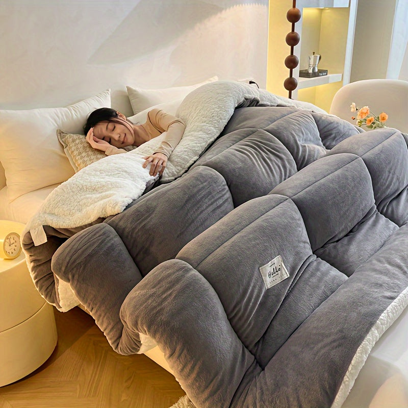 All Season Comforter – Thick Soft Quilted Box Stitch Solid Color, Ultra Breathable Machine Washable Duvet for Autumn Winter Spring, Twin Full Queen King Sizes