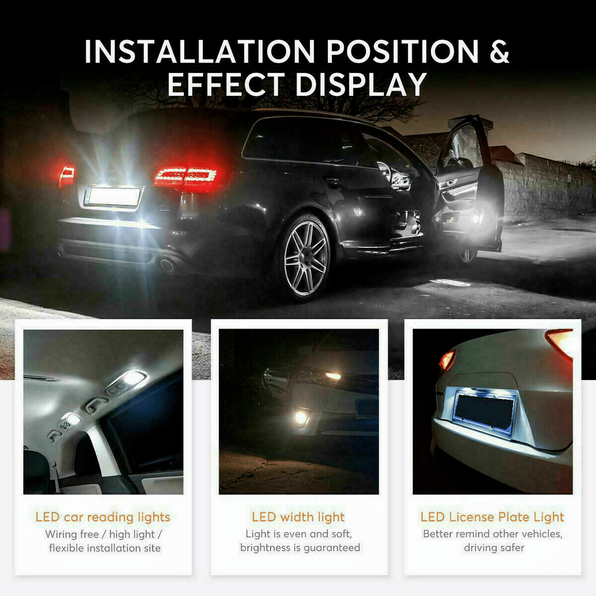 40PCS Car LED Interior Bulb Kit T10 W5W 31mm 42mm Festoon 6000K Cool White 12V No Error Map Dome Door Trunk Courtesy Reading Light Replacement Set for Cars Trucks SUVs