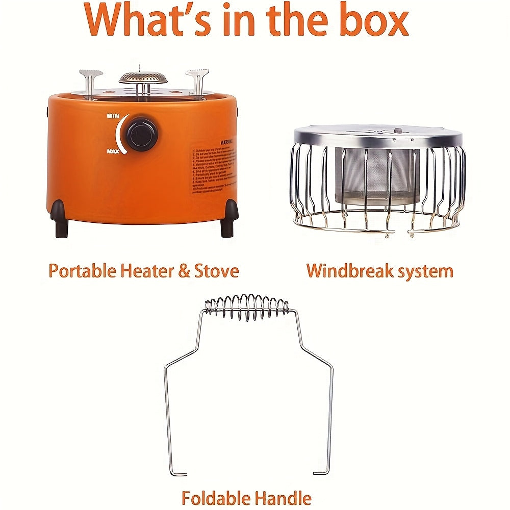 Propane Camping Stove 9000 BTU 2-in-1 Stove & Heater with Gas Hose & MAPP Converter – Adjustable Flame Portable Indoor Outdoor Gas Burner, Stainless Steel Compact Design for Camping Cooking & Emergency