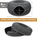 Cat Tunnel Bed with Donut Hole Indoor Hiding Place - All-Season Collapsible Soft Plush Cat Cave Bed for Indoor Cats, Dark Gray & Light Gray, 20 & 24 Inch, Perfect Cat Gift
