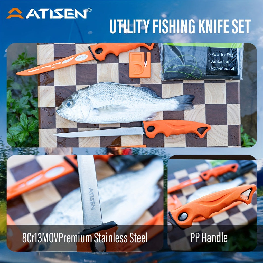 Fishing Knife Set 7/23/104/107-Piece – Stainless Steel Fillet Boning Gutting Knives with Line Cutter Camping Cutting Carving Tool Kit for Freshwater Saltwater Fishing Fisherman Gift for Men