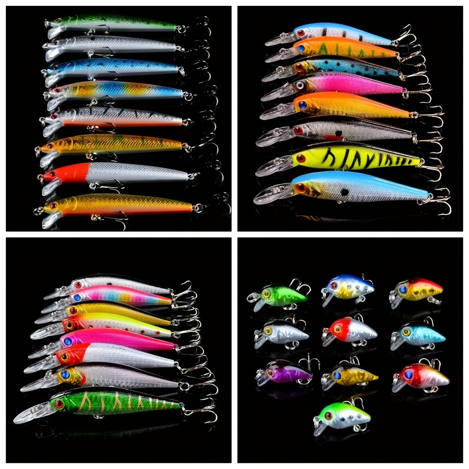 Fishing Lure Set 5pcs Bionic Minnow Hard Bait – Realistic Swimming Action Saltwater & Freshwater Artificial Lures for Bass Pike Trout Walleye, Random Mixed Colors, Angler Gift