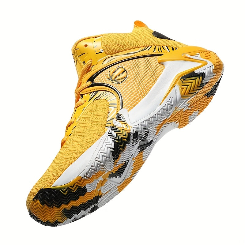 Men's High Top Basketball Shoes Anti-Slip Rubber Sole Breathable Upper – Lace-Up Ankle Support Sneakers in Red Black Yellow Cushioned Insole All-Season US Sizes 6.5 to 13.5