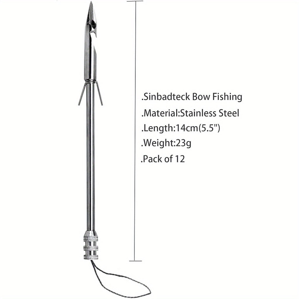 12-Pack Stainless Steel Fishing Slingshot Arrowheads Detachable – Bowfishing Arrow Tips Slingshot Fishing Darts Replacement Broadheads for Bow Fishing Slingshot Shooting Accessories