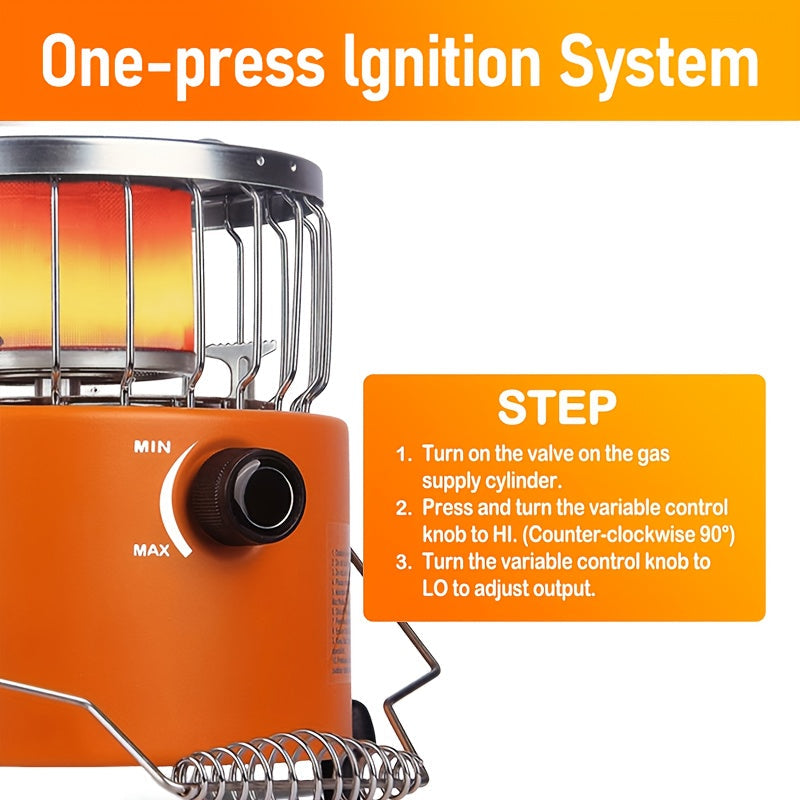 Propane Camping Stove 9000 BTU 2-in-1 Stove & Heater with Gas Hose & MAPP Converter – Adjustable Flame Portable Indoor Outdoor Gas Burner, Stainless Steel Compact Design for Camping Cooking & Emergency