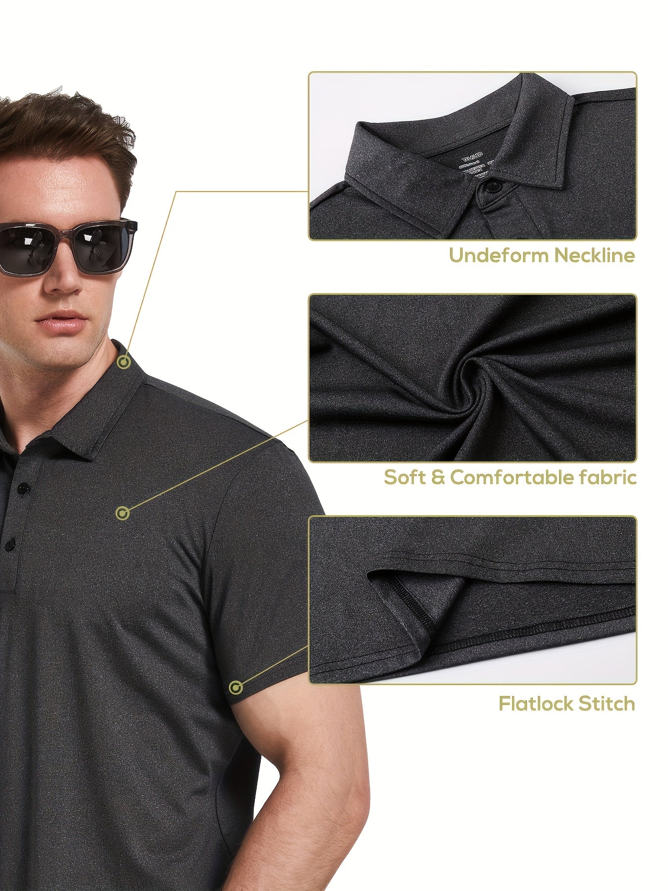 Men's Polo Shirts 5-Pack Moisture Wicking Performance Short Sleeve Golf Shirt – Athletic Casual Collared T-Shirt for Men S-XXL