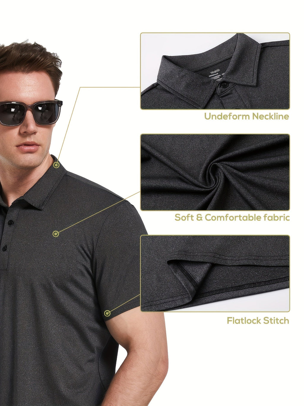 Men's Polo Shirts 5-Pack Moisture Wicking Performance Short Sleeve Golf Shirt – Athletic Casual Collared T-Shirt for Men S-XXL