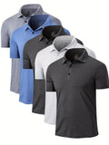 Men's Polo Shirts 5-Pack Moisture Wicking Performance Short Sleeve Golf Shirt – Athletic Casual Collared T-Shirt for Men S-XXL