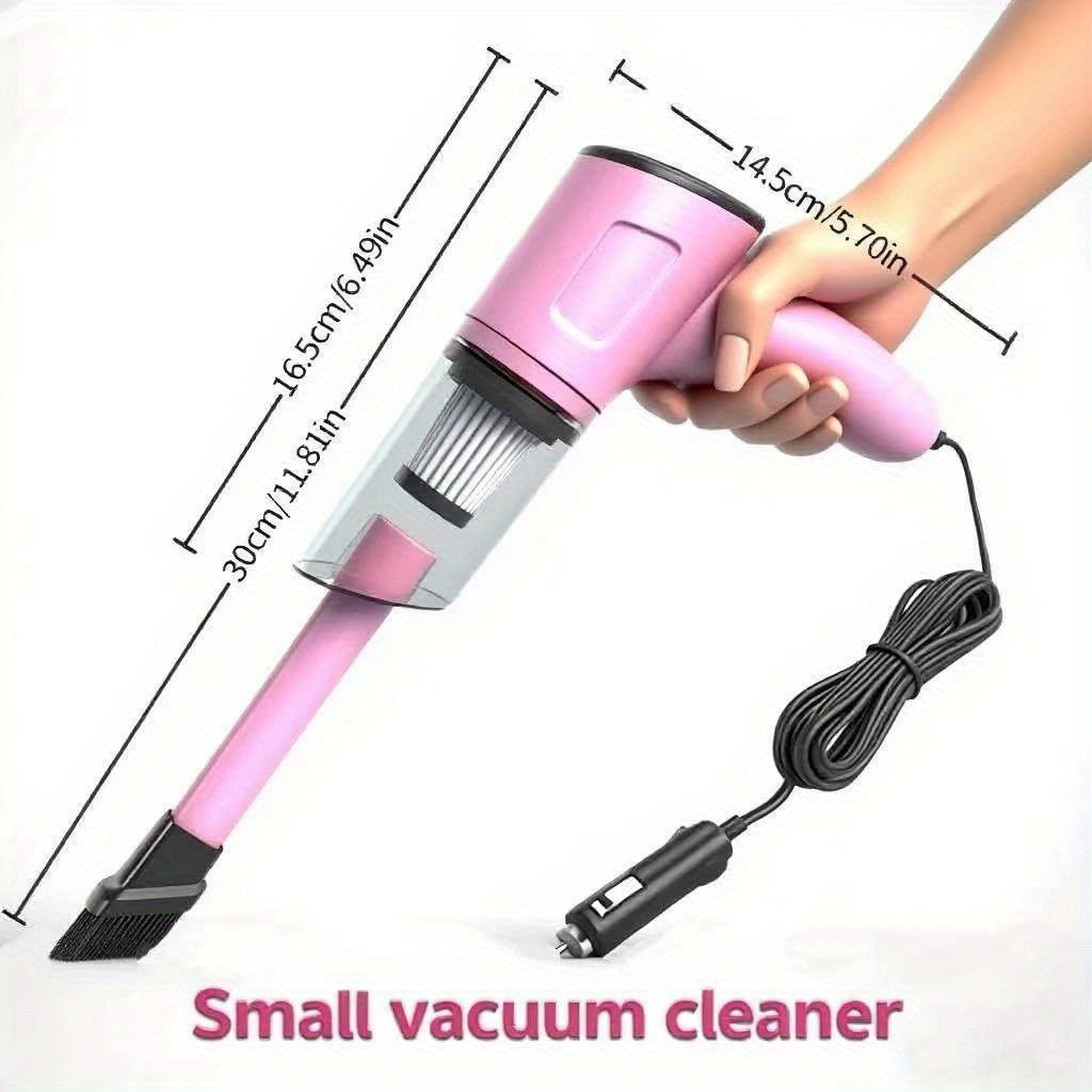 Pink Mini Handheld Car Vacuum Cleaner Dry Wet Strong Suction Pet Hair Cat Hair Cute Portable Corded No Battery for Women Girls Car Interior Home Desk Keyboard Cleaning | Nova Mart