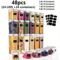 Airtight Food Storage Containers Set with Flip Lids, Labels & Marker – BPA-Free Plastic Pantry Organizer Boxes for Kitchen, Travel & Picnic, Fresh-Keeping Container Set in 12/14/20/48/84 Piece Options