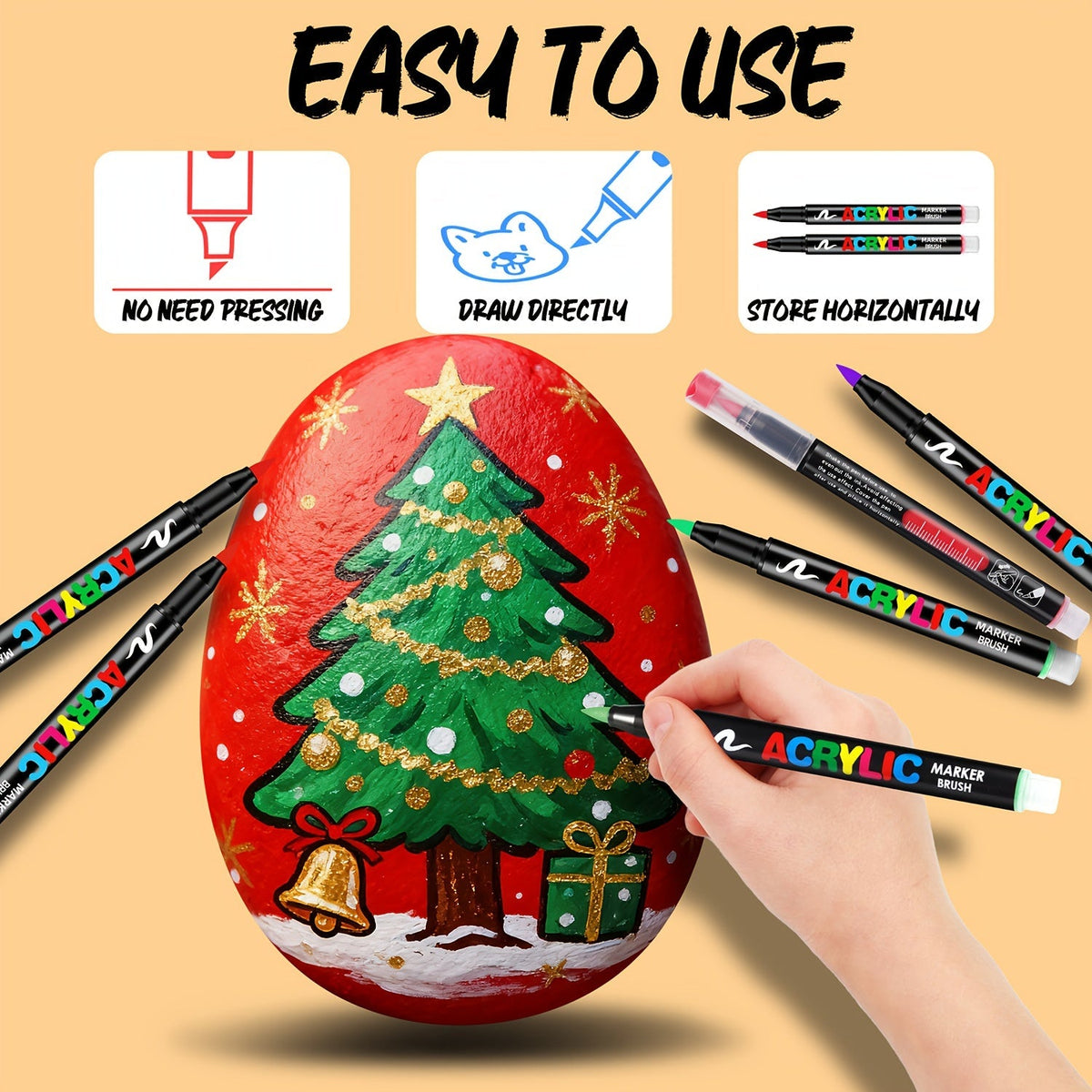 Acrylic Paint Markers 48 72 Colors Flexible Brush Tip Permanent Paint Pens Anti-Clog 1-8mm for Fabric Rock Glass Wood Canvas Ceramic Plastic Metal Art Craft School Gift