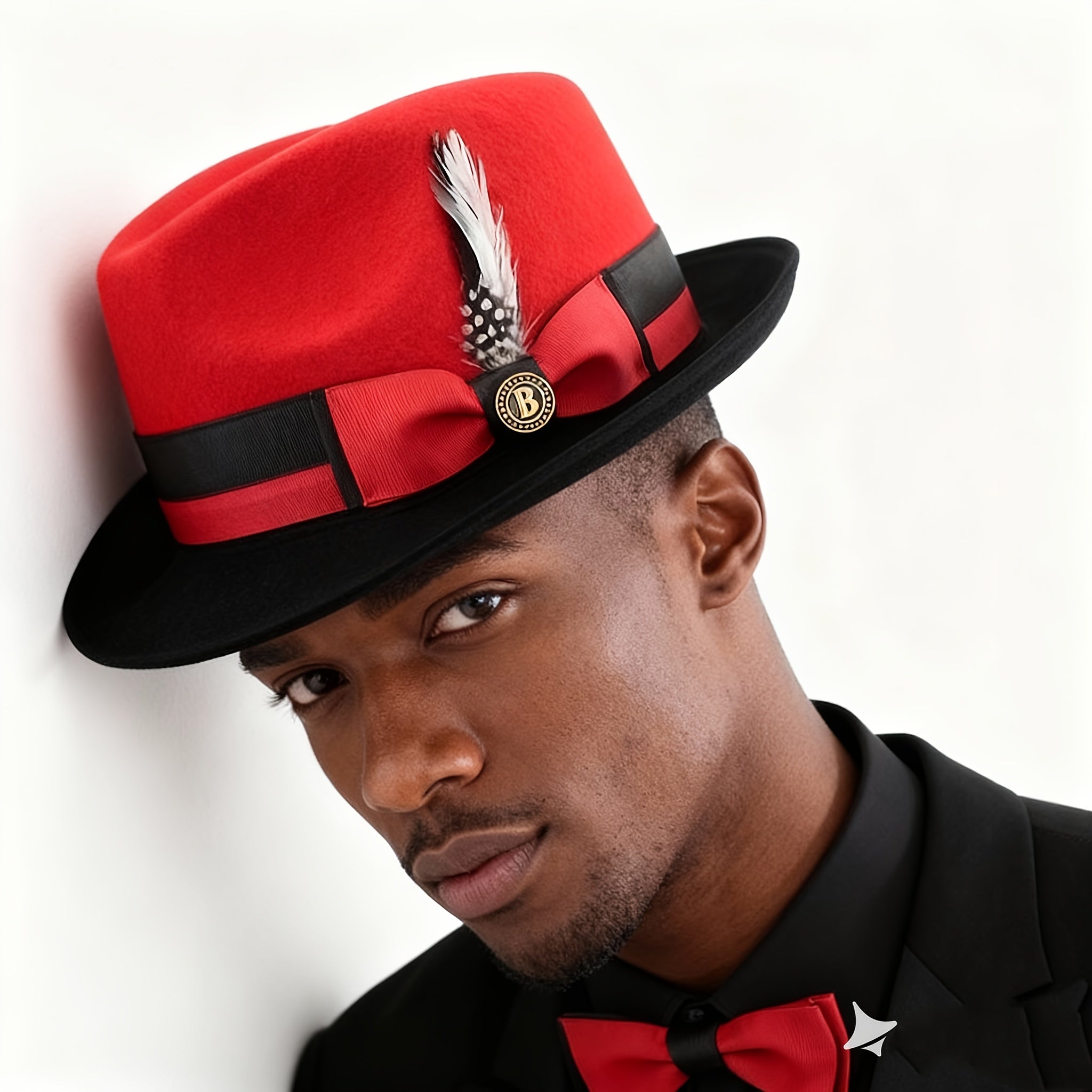 Men's Vintage British Gentleman Top Hat Cashmere Wool Blend – Adjustable 57-60cm Classic Fall Winter Dress Hat in Black White Red Yellow for Formal Costume Party Holiday Gift