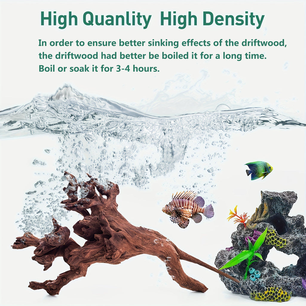 Natural Sinking Driftwood for Aquarium Decor – 3pcs Large Real Wood Fish Tank Decoration for Freshwater, Reptile & Terrarium, Fish-Safe Purple Teak Driftwood Set