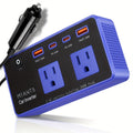 200W Car Power Inverter DC 12V to 110V AC with PD 24W USB-C & QC 24W Quick Charge Dual Fast Charging Vehicle Adapter for Laptop Car Office Work Camping Road Trip