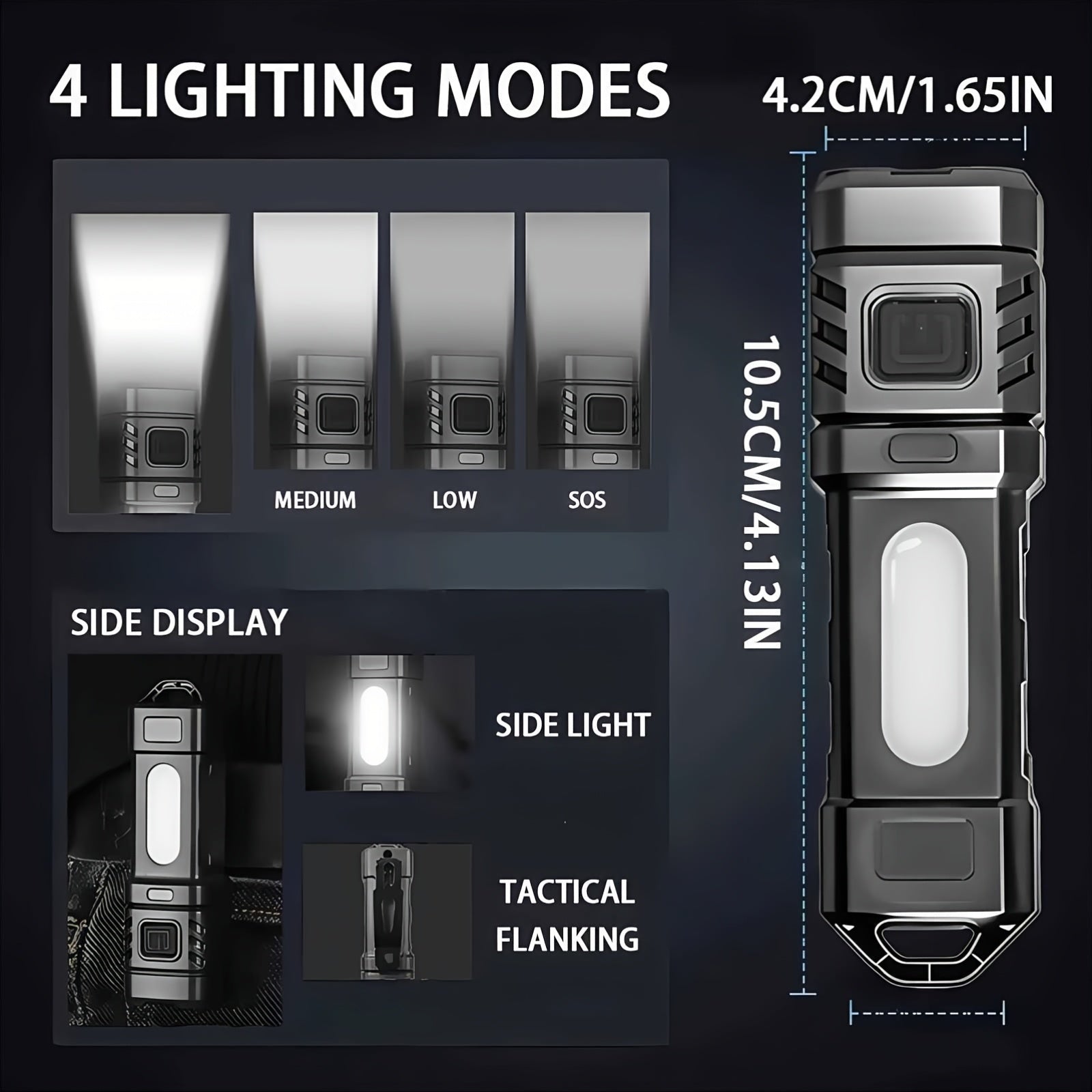 Rechargeable LED Flashlight 3 or 6 Pack 2000 Lumens COB USB-C – Compact Mini Handheld Flashlight with 4 Modes, 300M Beam, Back Clip & Built-In Battery for Camping Hiking Hunting Emergency EDC
