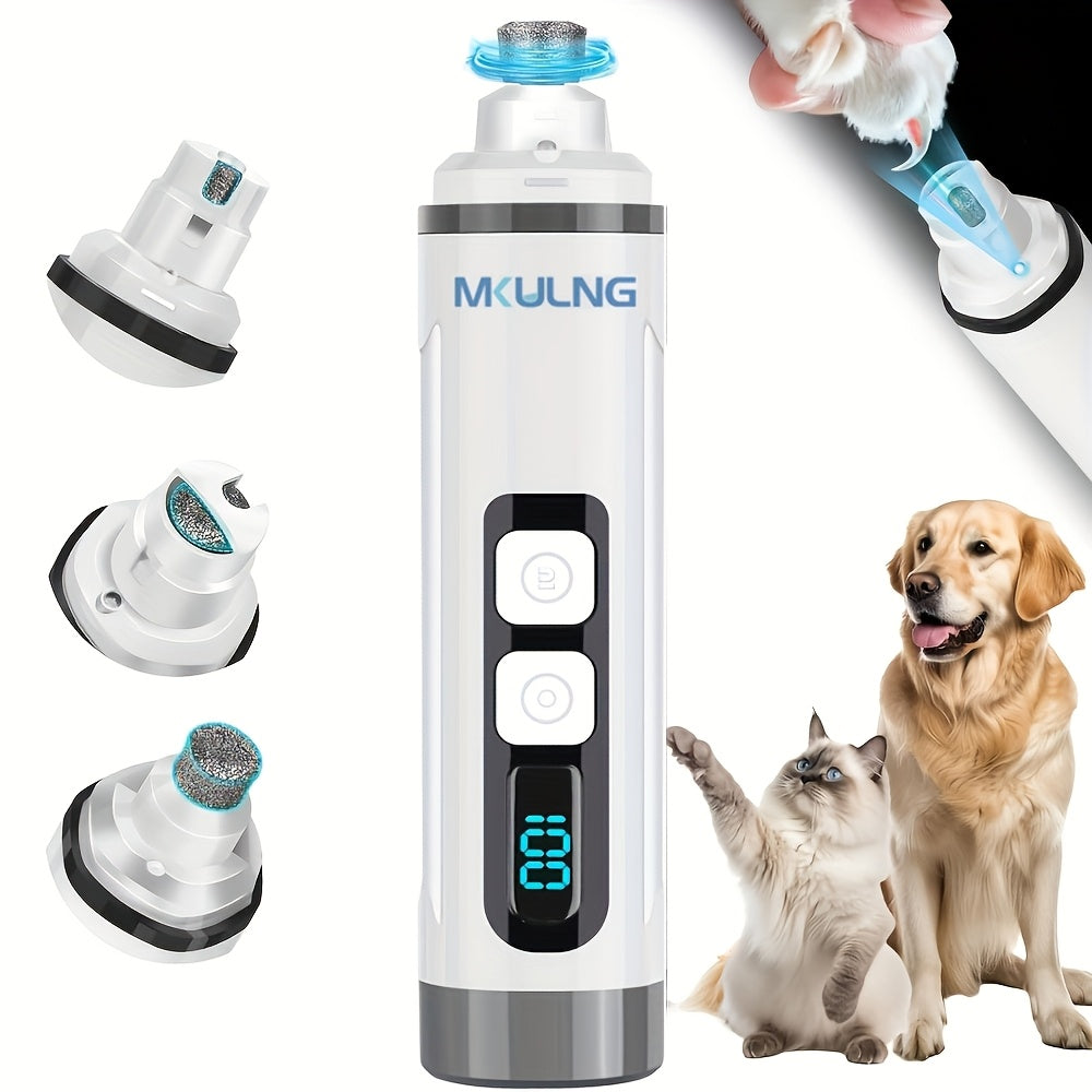 Quiet Dog Nail Grinder with LED Light – Upgraded 3-Speed Rechargeable Electric Pet Nail Trimmer & Grinder Kit, Painless Paw Grooming for Small Medium Large Dogs & Cats