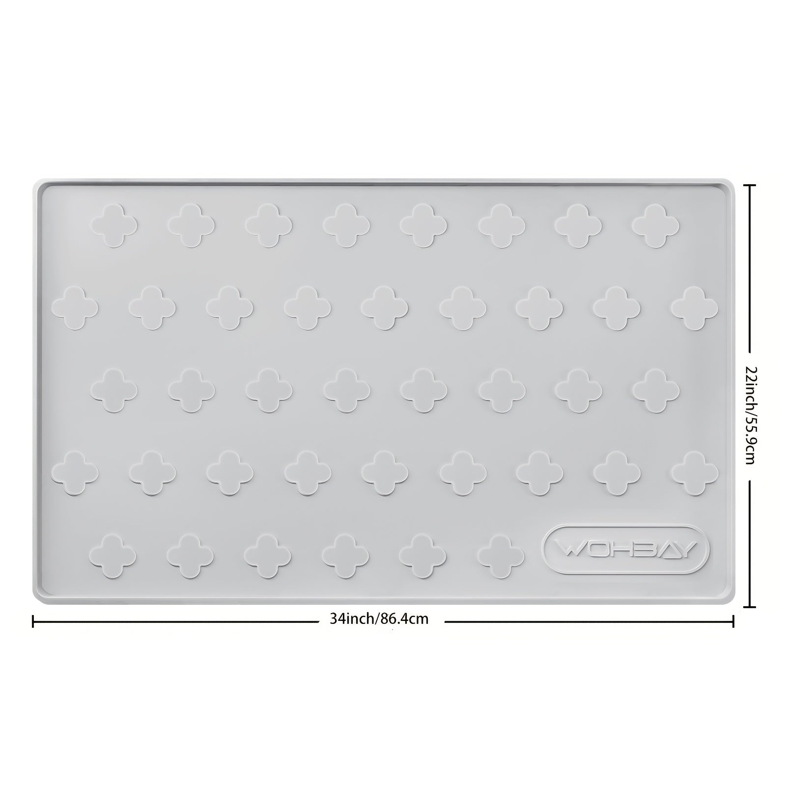 XXL Silicone Cat Litter Mat 3-in-1 – Washable Non-Slip Floor Protector with Raised Edges, Traps Litter, Kibble & Crumbs, Foldable Pet Feeding Mat for Cats, 34x22 Inch, Light Grey & Dark Gray