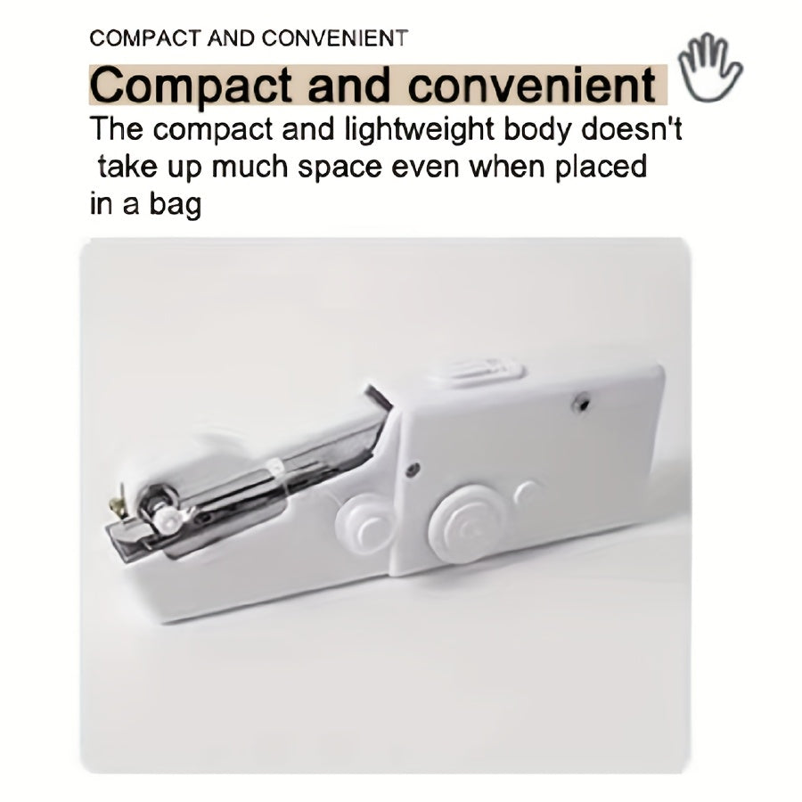 Portable Cordless Mini Sewing Machine with Accessory Kit – Lightweight Handheld Stitching Tool for Beginners Quick Fabric Repairs Hemming Patching and DIY Crafts – Battery USB Powered White or Black