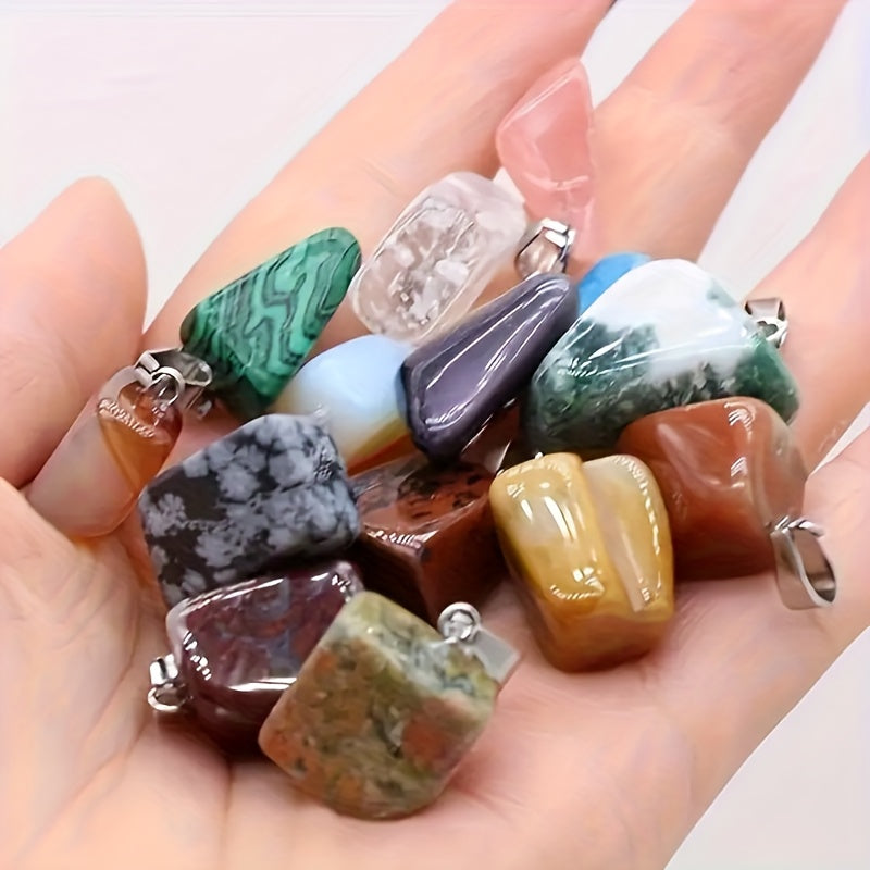 30 Pcs Natural Agate Stone Pendants for Jewelry Making – Irregular Boho Style, Mixed Colors, DIY Necklace & Bracelet Charms – Perfect for Crafters & Gift Giving
