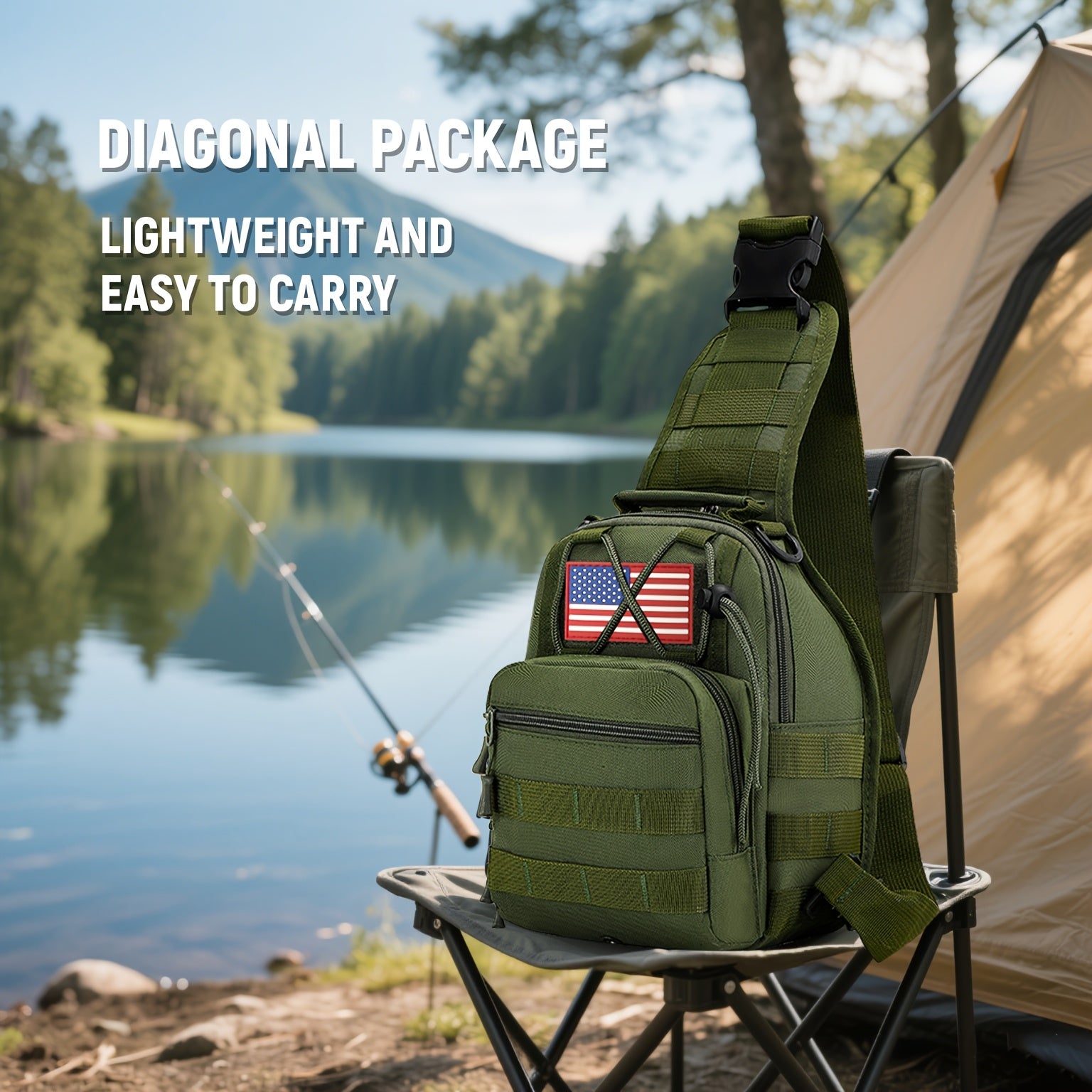 Tactical Sling Backpack Lightweight Crossbody Daypack – Military Camo Shoulder Bag for Cycling Hiking Travel Daily Use, Multiple Colors with Flag Patch Option, Men Women EDC Bag