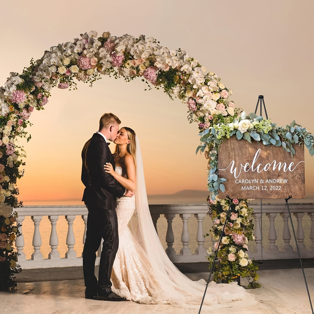 Easel Stand 63 Inch Portable Floor Easel Metal Tripod with Carry Bag for Wedding Signs Poster Display Black Gold 1 or 2 Pack