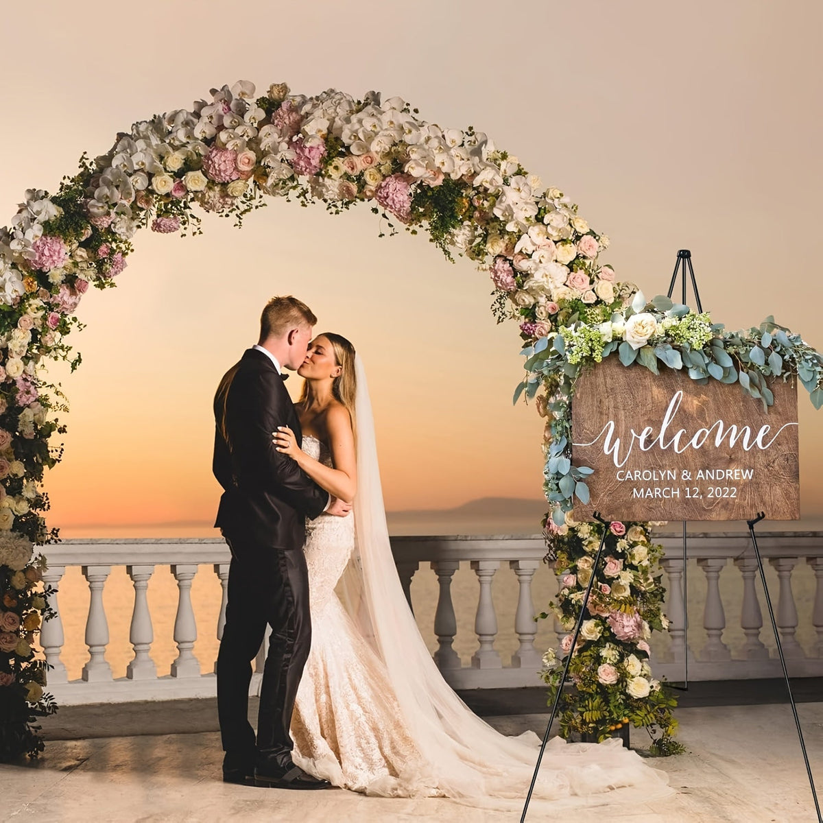 Easel Stand 63 Inch Portable Floor Easel Metal Tripod with Carry Bag for Wedding Signs Poster Display Black Gold 1 or 2 Pack