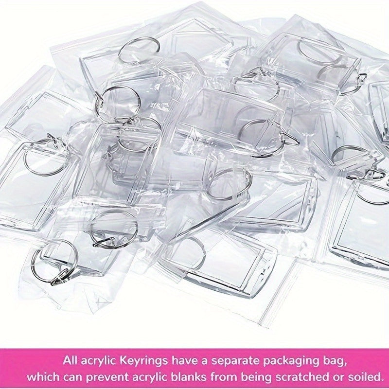 150PCS Acrylic Photo Frame Keychain Blanks with Colorful Tassels – Snap-In Clear Picture Keyring Set for DIY Crafts, Bulk Custom Keychains, Party Favors & Gifts