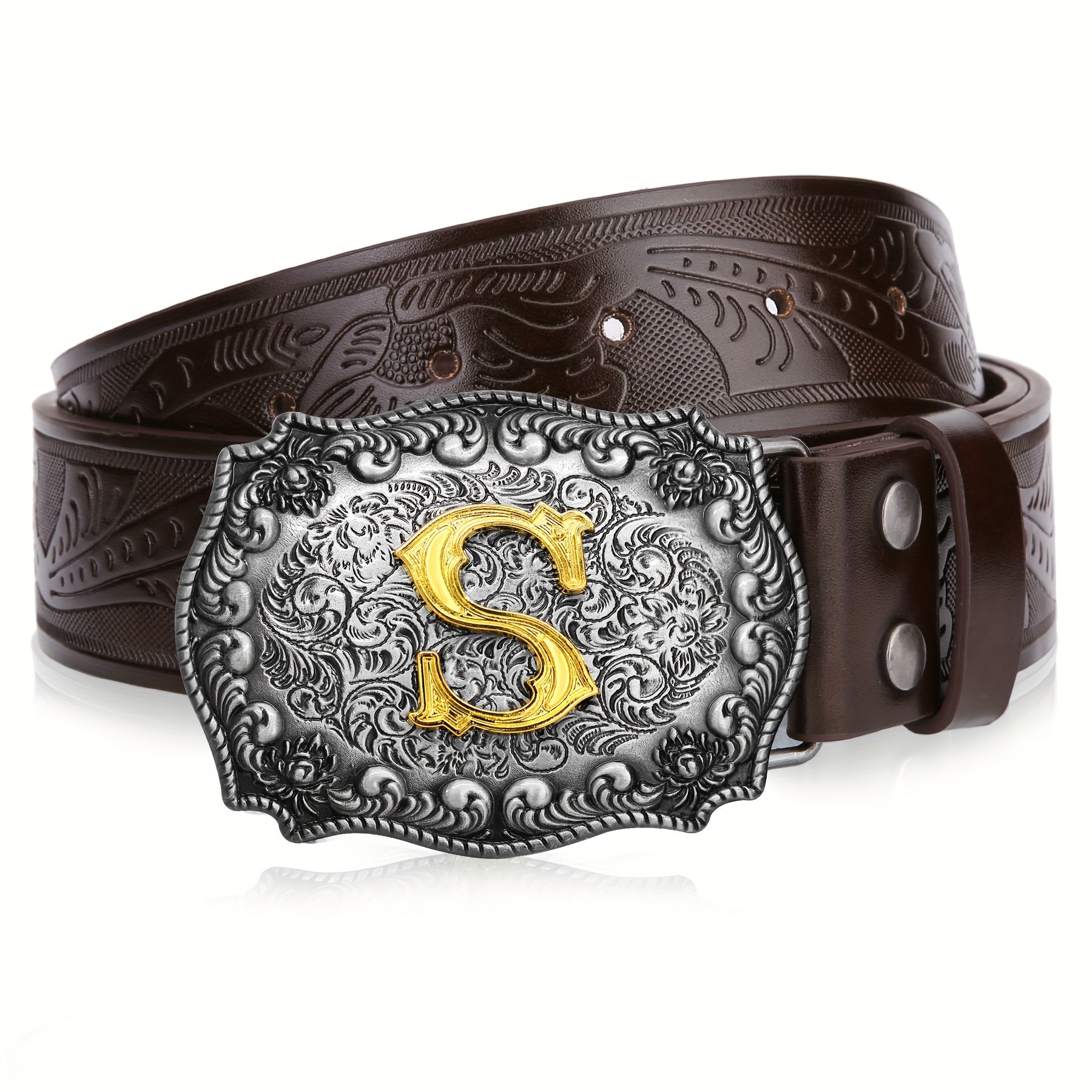 Western Cowboy Belt Men Women Embossed Floral Faux Leather Longhorn Bull Big Buckle – 23 Styles Sizes 34-44 Waist 32"-42" Country Rodeo Halloween Christmas Father's Day Gift