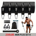 250LBS Heavy Duty Resistance Bands Set 5pcs – Break-Resistant Latex Exercise Bands for Men & Women, Full Body Home Gym Workout Expanders for Muscle Training, Yoga, Pilates, Stretching & Rehab, Black